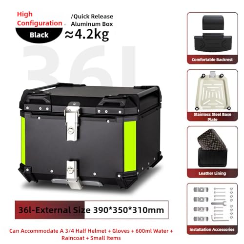 Queue supérieure en alum 36L avec coffret pour casque de moto