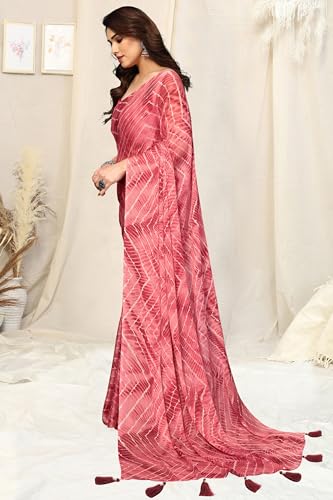 Image of MIRCHI FASHION Saree for Woman Chiffon Shibori Printed | Lightweight Regular Use and Professional Office Sari with Blouse Piece