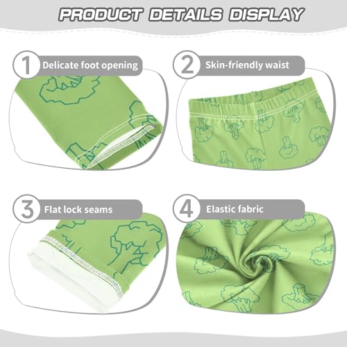 Broccoli Outline Girls Leggings,Workout Leggings for Girls Toddler Athletic Leggings Size for 3-10T3