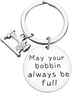 Sewing Gifts Inspirational Sewing Keyring for Women Girls-May Your Bobbin Always be Full Sewing Lover Gift for Seamstress Keychain Gift for Designer Family Best Friend Christmas Birthday Gifts
