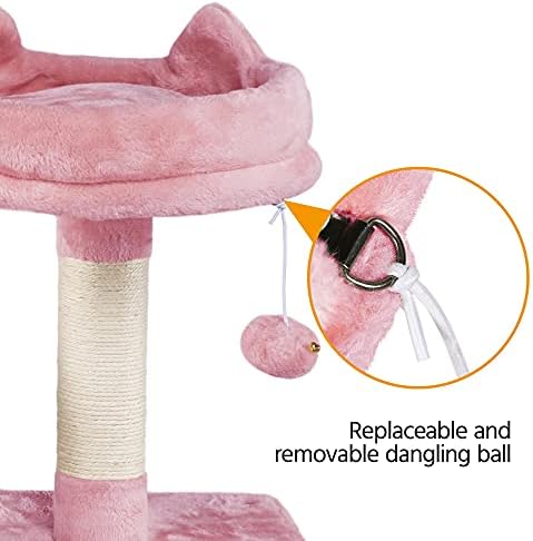 Yaheetech 158cm Cat Tree Tower Tall Cat Scratching Posts Large Kitten Activity Centre with Condos and Hammock for Indoor Cats, Pink