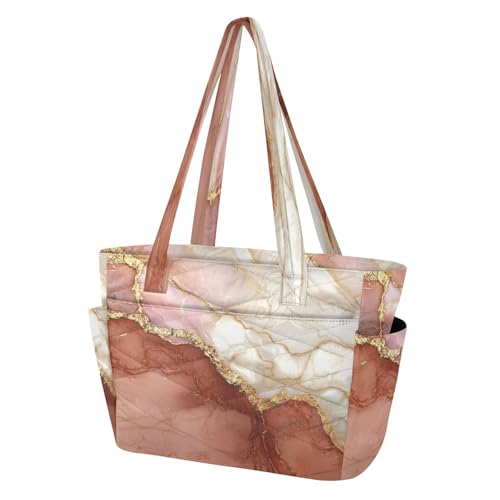 Sac de plage élégant en marbre pêche pour vos journées ensoleillées