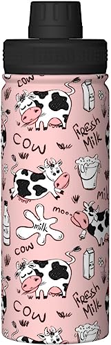 牛柄 牛乳 ピンク アニメ 水筒 真空断熱 保温 保冷 スポーツボトル 人気 ステンレスボトル スポーツ飲料対応 漏れない 直飲み530ml 男の子 女の子 おしゃれ 大人 子供 グッズ キャラクター 雑貨 zj108