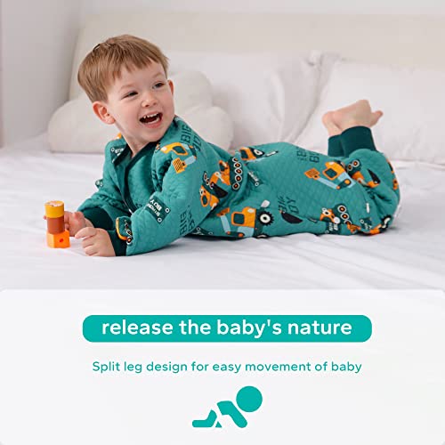 Lilbestie Toddler Sleep Sack With Feet, 1.5 Tog Sleeping Bag Cotton Long Sleeve Baby Wearable Blanket For All Seasons, (Excavator, 4-6T) #TOP4