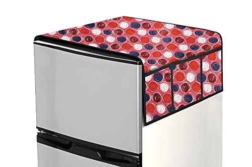 Image of Stylista Refridgerator top Cover Suitable for Samsung RT30C3442S9 /HL, 256 Liter Fridge, Dimension (WXD) 65x111 CM, Abstract Pattern Pink