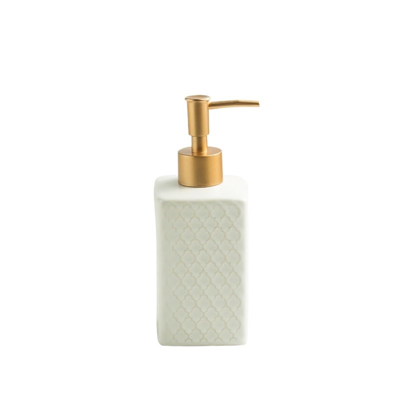 Soap Dispenser Simple Square Ceramic Soap Dispenser Bathroom Lotion Dispenser Push Bottle(White)