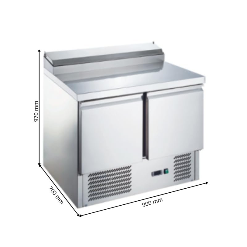 Générique Saladette Réfrigérée 2 Portes GN 1/1 avec Top GN 1/6-240L - +2/+8°C - Inox - Professionnelle
