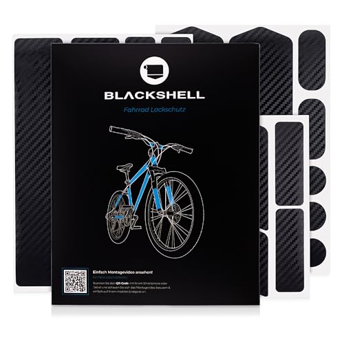 Blackshell® Fahrrad Schutzfolie - Fahrrad Lack Schutz für z.B. Trekkingrad, MTB, Rennrad oder E-Bike - 21-teilig in Carbon Schwarz - Steinschlagschutz-Set