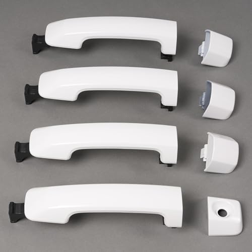 HECASA Mirror Covers & Door Handle Kit Compatible with 2007-2022 Toyota Tundra Crewmax/Sequoia W/O Passenger Keyhole Painted Ultra-White by HECASA - Image 6