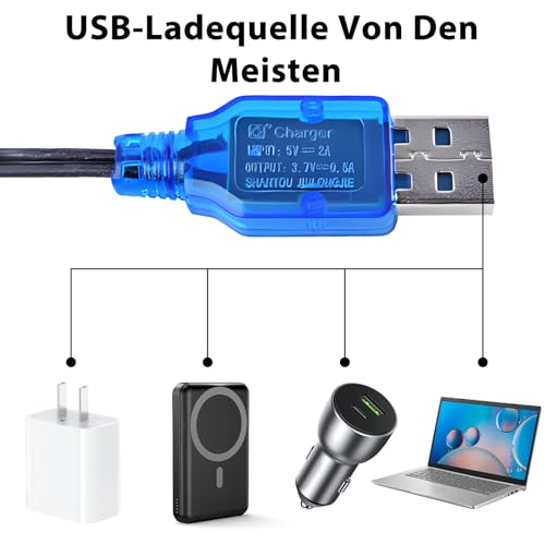 Tosiicop 3.7V Lipo Battery Ladegerät - SM-2P Stecker Ladekabel Universal Rechargeable Li-ion Akku Charger mit USB Kabel für RC Auto RC Drone Ferngesteuertes Spielzeugauto Stunt Truck Boot 2 stück
