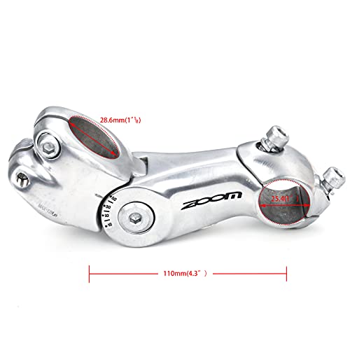 ZUKKA Bike Stem,25.4mm 110mm Adjustable Bicycle Handlebar Riser Extender for Road Bike, Mountain Bike, MTB, BMX Cycling-Silver…