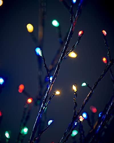WeRChristmas Pre-Lit Twig Tree, 900 Multi-Colour LED Lights, Black, 6 ft / 1.8 m