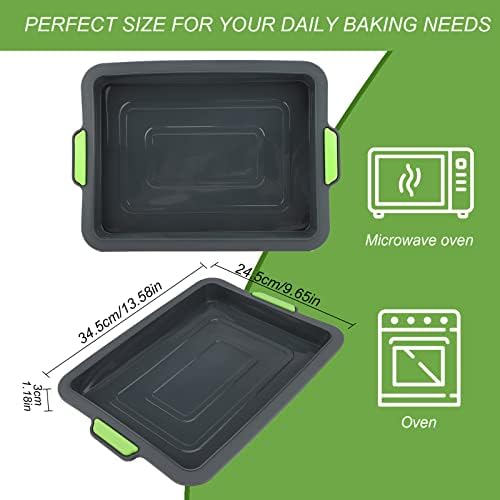 Baking Trays for Oven,Non Stick Baking Tray,Silicone Oven Tray,Baking Sheets with Silicone Handle Grips,Rectangle Cookware for Cake Focaccia Lasagne Muffins Brownie,Easy Clean Bakeware,34.5x24.5x3 cm