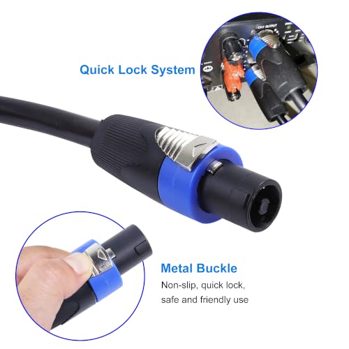 Image of 4 Conductor Speakon Cable to NL4MP Socket, 3.28FT 12AWG 1PCS | 4 Wire NL4FX Twist Lock Extension Cables, Compatible NL4 & NL2 Series Port, for Chuchero, Speaker, Bi-AMP, Church, Gig, Bar