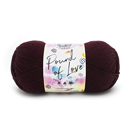 Image of Lion Brand Yarn Pound of Love, Large Value Yarn for Knitting, Crochet, and Crafts, Claret, 1 Pack | Large Skein Everyday Basic 100% Acrylic Worsted Weight Knit Fiber for Baby Blankets, Classic Afghans, Sweaters, Scarf Sets