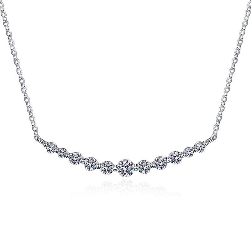 Image of Shining Diva Fashion Valentine Gift For Girlfriend Stylish Silver Plated Crystal Chain Pendant Necklace for Women and Girls