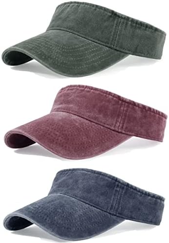 3 Pack Sun Visor Hats Cooling Lightweight Sports Adjustable Twill Cotton Run Visors for Women Men
