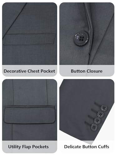 i · FineLong Costume 3 pièces pour Homme, Coupe Classique, Veste de Smoking et Pantalon, Convient pour Les Mariages, Les dîners d'affaires(FR/ES,Alpha/Lettres,M,Taille Normale, Gris foncé) – vue 4