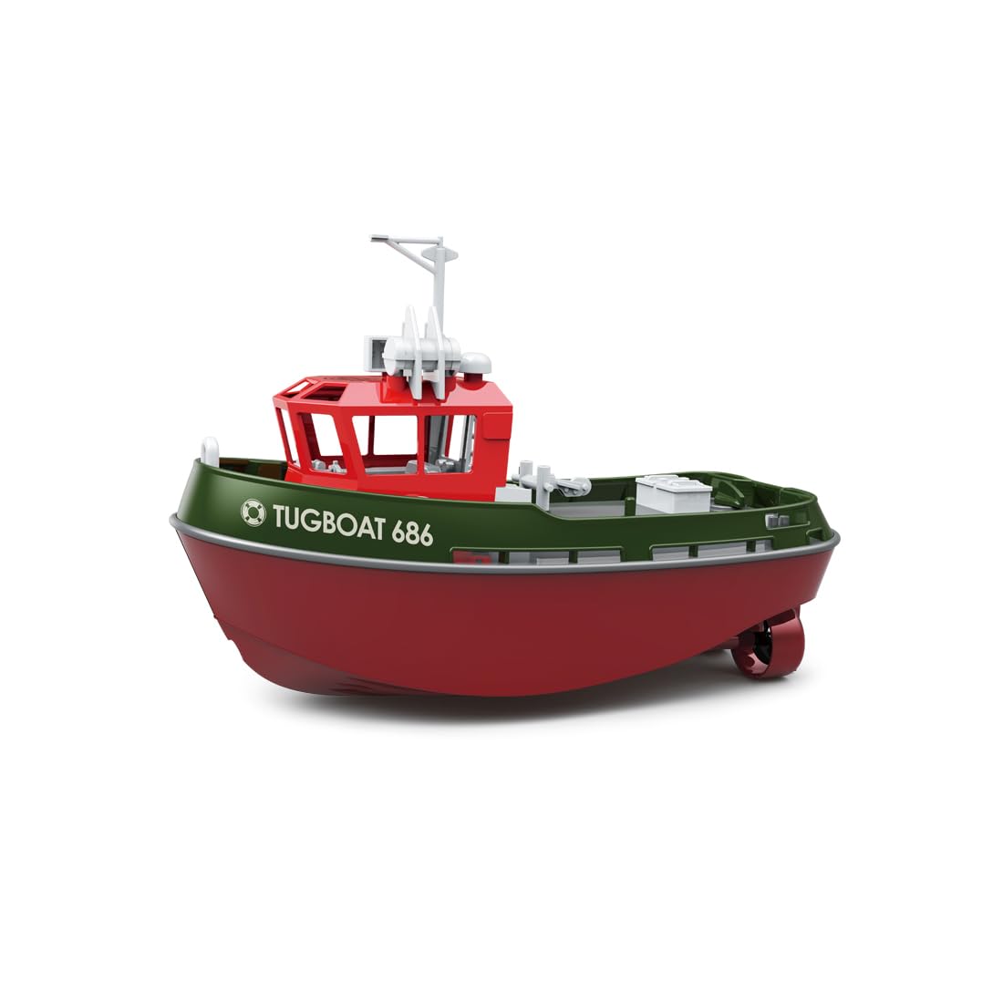 TUGBOAT 686 Remote Control Boat, 1:72 Scale 2.4G Dual Motor High-Power RC Tugboat with LED Lights, Waterproof Hull for Pools and Lakes