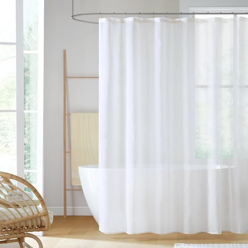 Madison Park Anna Sheers Shower Curtain, Textured Striped Accent ...