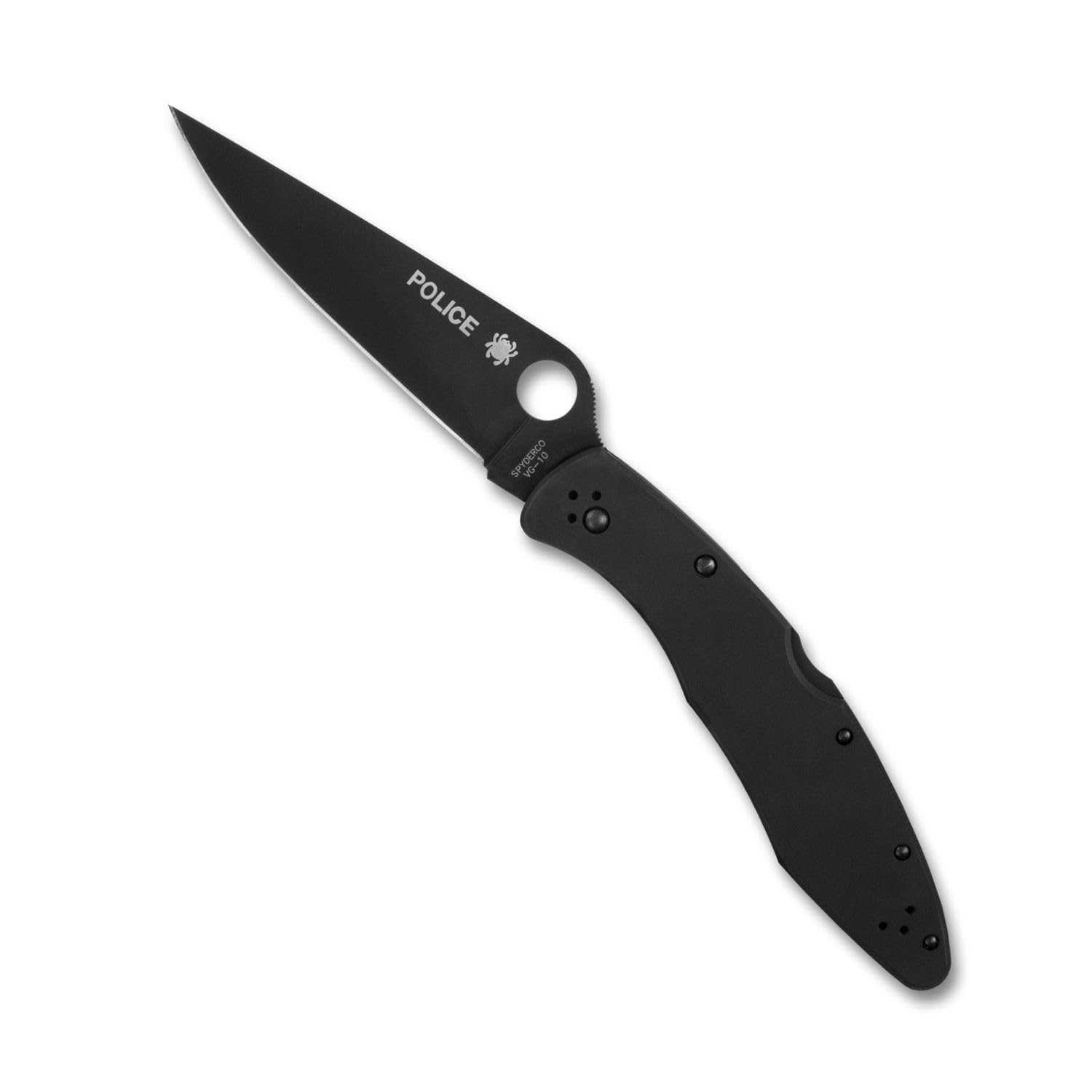 Spyderco Police Model Folding Pocket Knife with 4.2" VG-10 Steel Blade and TiCN Stainless Steel Handle - EDC Knife for Men and Women, Perfect for