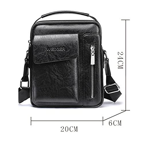 WEIXIER bolsa de couro transversal para iPad de 9,7 polegadas bolsa mensageiro masculina Preto, Medi