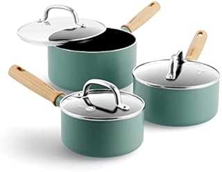GreenPan Mayflower Healthy Ceramic Non-Stick 28 cm Frying Pan Skillet, Vintage Wood Handle, PFAS-Free, Induction, Smoky Blue, Blue