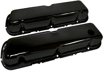 Steel Valve Covers Fits 198695 Ford 302 5.0L FoxBody Mustang Smooth 1 Hole & 1 NoHole Black