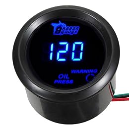 ESUPPORT Car 2" 52mm Digital Oil Press Pressure Gauge Meter Kit Blue LED
