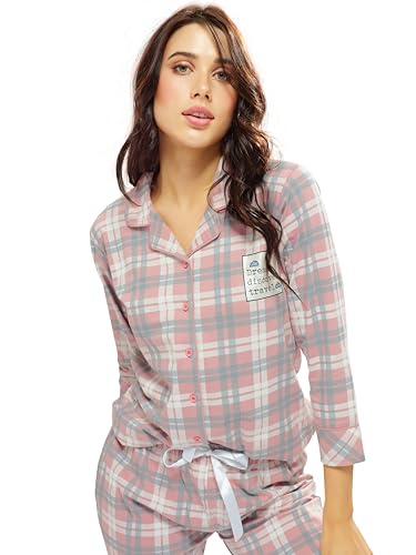 Image of LOTIK Women's Cotton Chax Print Front Open Night Suit Set