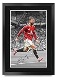 HWC Trading Bruno Fernandes Gifts Printed Signed Autograph Picture for Soccer Fans and Supporters (ID-000038) - 16" x 12" Framed