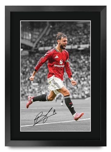 HWC Trading Bruno Fernandes Geschenke Gedrucktes Signiertes Autogramm Foto für Fußball Anhänger and Fans (ID-000038) - A3 Gerahmt