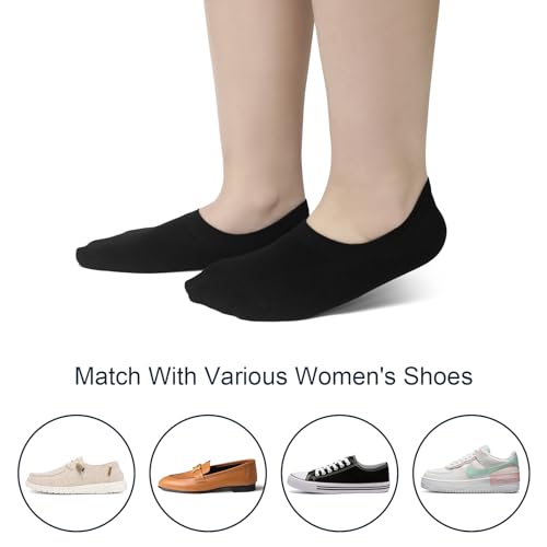 Image of SIXDAYSOX Womens No Show Socks - 4-8 Pairs, Low Cut, Non-Slip, Invisible Cotton Liner