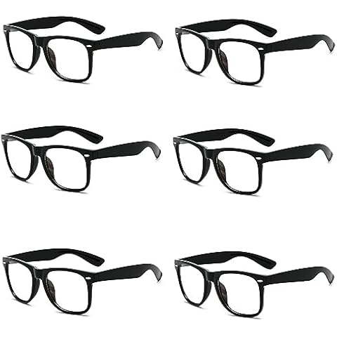 MEISH 6 Pieces Retro Square Framed Glasses Nerd Glasses Clear Lens Glasses Fashion Square Framed Glasses thumbnail