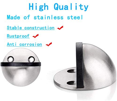2 Pack 3M Adhesive Door Holder Stainless Steel Door Stop For Home Hotel, Snowboard Hanger, No Need To Drill Floor Door Stopper Set With Rubber Bumper #TOP2