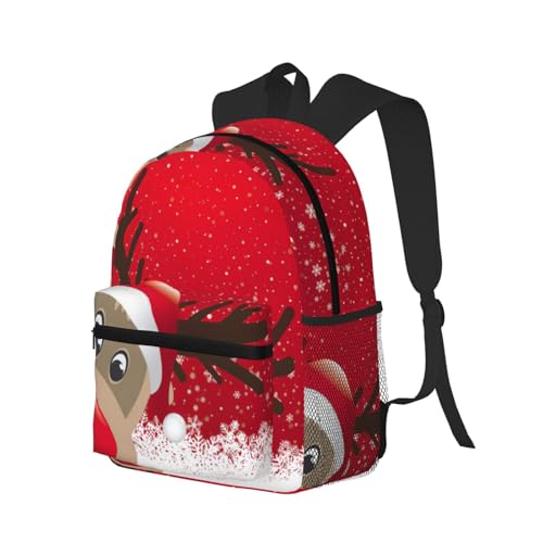 Sac à dos double épaule noir et polyvalent avec motif de Noël - 2
