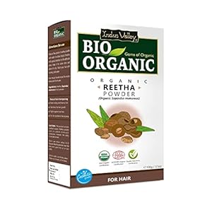INDUS VALLEY 100% Organic Reetha Powder | Sapindus mukorossi For Hair & Scalp Treatment - (100g)