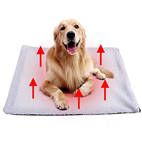Tolyneil Cojín de calefacción para Mascotas Perros Gatos Cojín Estera Cama Sin Manta eléctrica Súper Suave Cachorro Gatito Manta Cerrada Capa Reflectante de Calor Size 90x64cm Cover