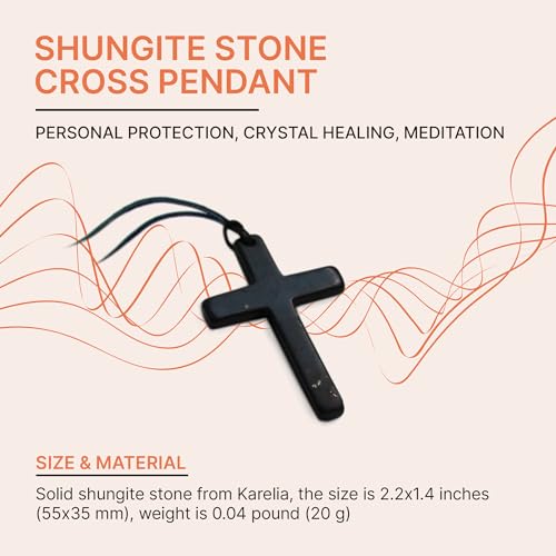 Karelian Heritage Shungite Cross Pendant - Black Jewelry for Men and Women2