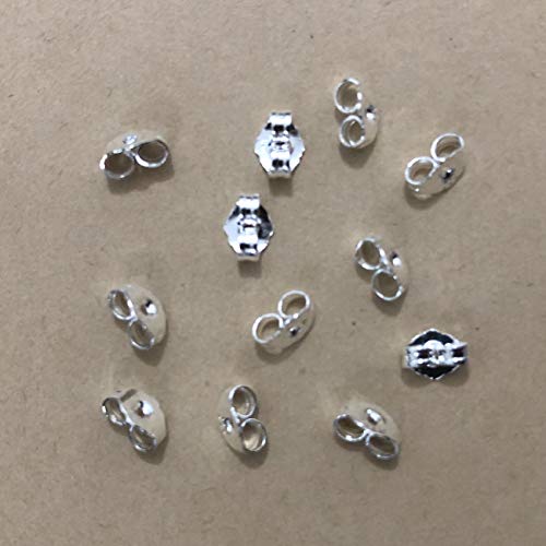 12Pcs/6 Pairs 925 Sterling Silver Earring Backs Replacement Secure Ear Locking For Stud Earrings Ear Nut For Posts, 5X6Mm #TOP3