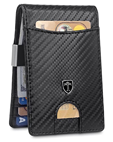 Travando Money Clip Wallet Rio - Mens Wallets Slim Front Pocket Rfid Blocking Card Holder Minimalist Mini Bifold Gift Box (Carbon Leather, Carbon) #TOP1