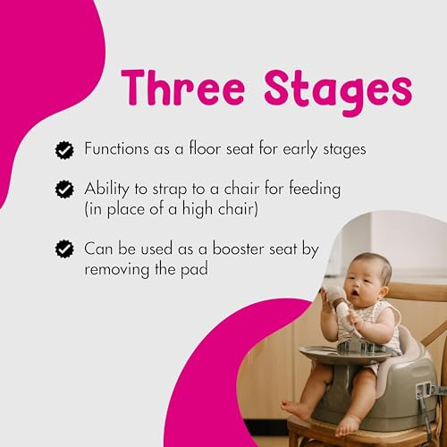 Image of Bumbo 3-in-1 Multi-Seat for 6 to 36 Months, Travel Baby Feeding & Play Floor Seat, All-in-One Portable Booster with Tray & Toddler High Chair, Breige /White Sand
