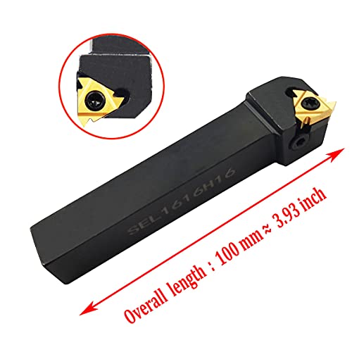 Aszlbym 5/8 Inch 2Pcs Cnc Lathe Carbide Indexable Threading Turning Tool Holder Ser1616H16 + Sel1616H16 With 2Pcs 16Er/Ir Ag60 Bp010 Indexable Carbide Turning Insert Blade thumb #5