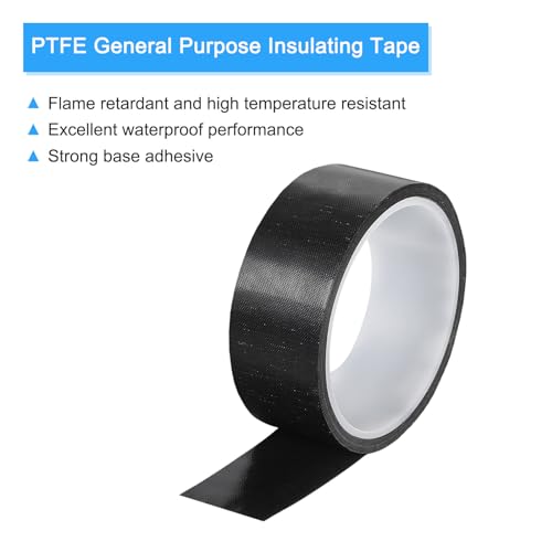 Image of MECCANIXITY High Temperature Tape 35mm PTFE Coated Fabric Tape Heat Resistant Tape for Vacuum Sealers Adhesive Tape 10m /33ft Black 0.13mm Thickness