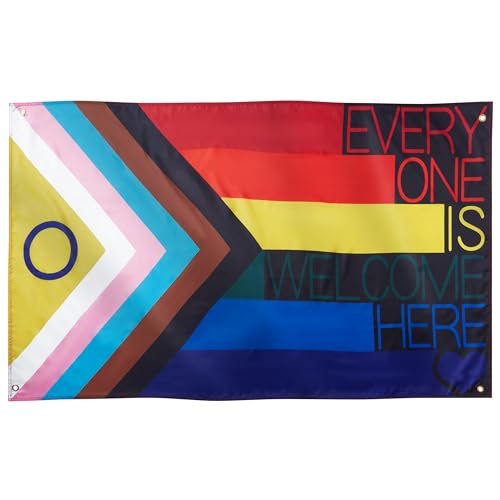 Runesol Everyone Is Welcome Flag, 91x152cm, 3ft x 5ft, 4 Grommets, Eyelet In Every Corner, Pride Flag, LGBT Flag