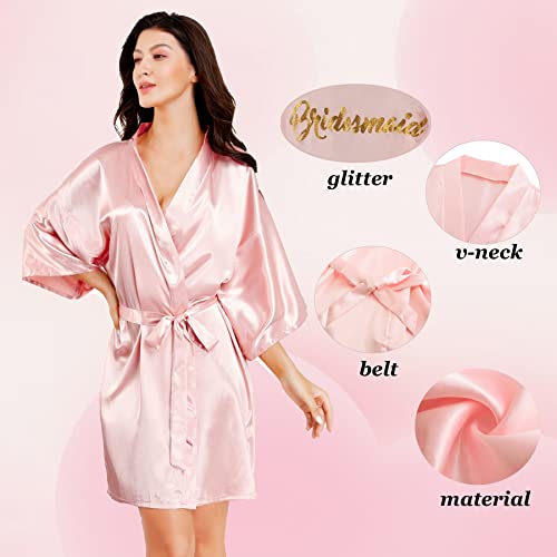 Bride and Bridesmaid Robes Set of 4/5/6/7/10 Satin Bridal Robe for Wedding Day Bridal Party Robes One Size3