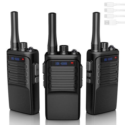 BUKEWIT Walkie Talkies Long Range 3Pcs,Walkie Talkies for Adults Long Range,Rechargeable Two Way Radio,16 Channels Radios with TYPE-C Cable,Emergency Radio Camping Accessories for Outdoor,Hiking
