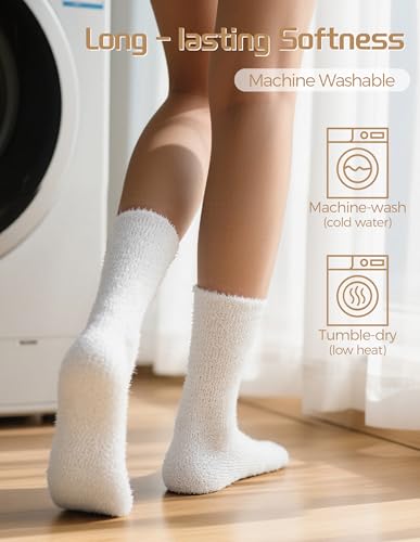 Image of TEHOOK Warm & Cozy Gifts for Women, Fluffy Fuzzy Plush Sleeping Slipper Socks - Soft Warm Fabric
