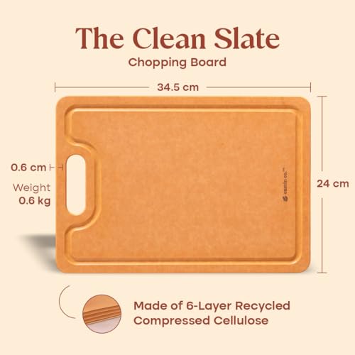 Image of CUMIN CO. Chopping Board | 24x34.5 cm | Bacteria Resistant Cutting Board for Kitchen | Odour-Free | FDA Compliant | Knife-Friendly | Compressed Cellulose