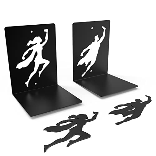 Image of Floating Bookshelf - Wonder&Supershelf - Invisible Hanging Wall Shelf Set | Hero and heroine designs together as a comic decor accent with no visible mounting hardware